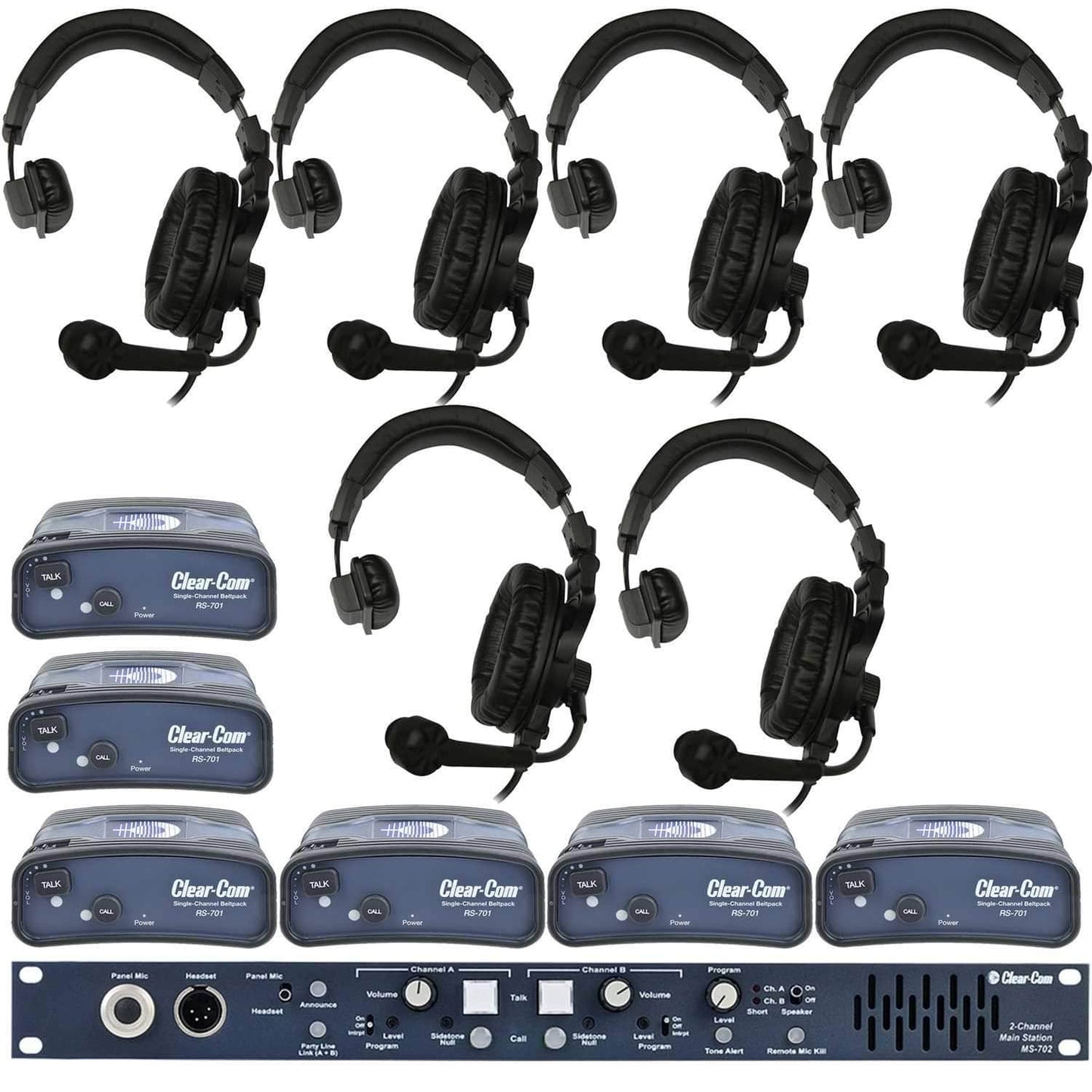 Clear-Com Intercom System Basic Encore Wired Bundle with 6 Headsets - PSSL ProSound and Stage Lighting