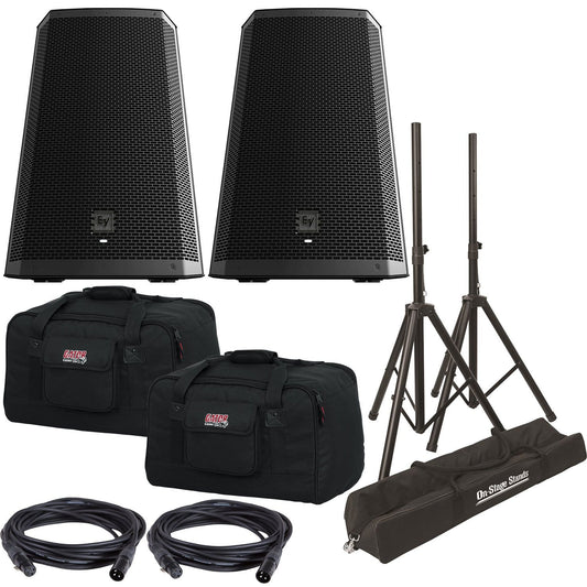 Electro-Voice ZLX-12BT 12-Inch Powered Speaker Pair with Stands & Totes - PSSL ProSound and Stage Lighting