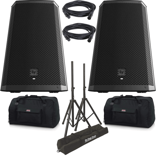 Electro-Voice ZLX-15BT 15-Inch Powered Speaker Pair with Totes & Stands - PSSL ProSound and Stage Lighting
