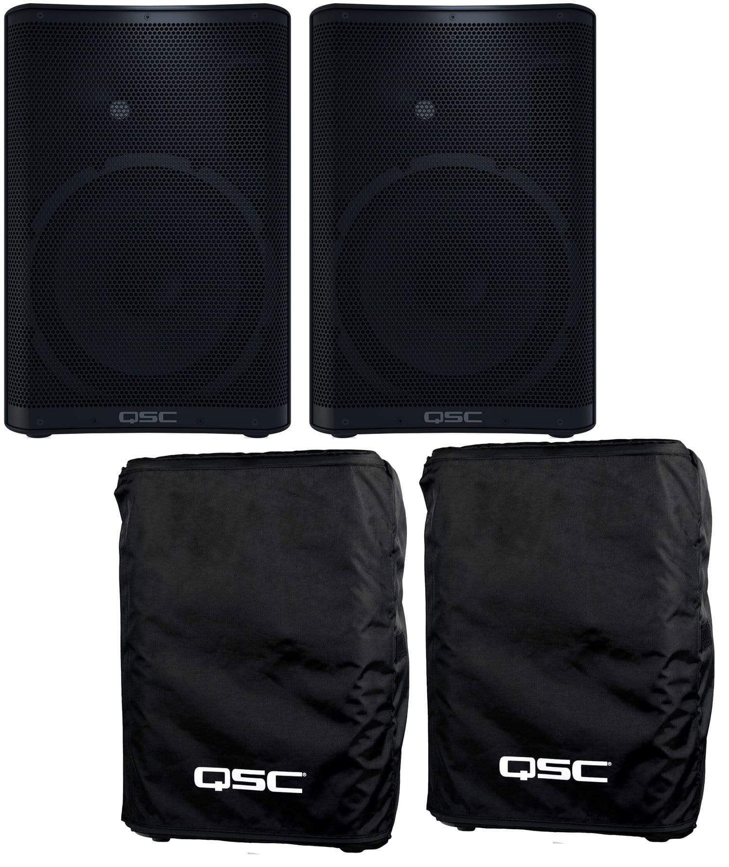 QSC CP12 12-Inch Speaker Pair with Outdoor Covers - PSSL ProSound and Stage Lighting