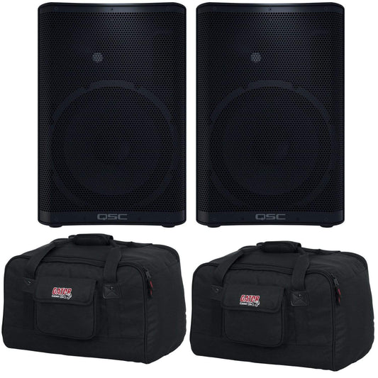 QSC CP12 12-Inch Speaker Pair with Gator Totes - PSSL ProSound and Stage Lighting