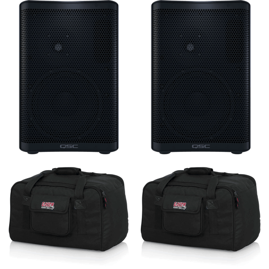 QSC CP8 8-Inch 2-Way Speaker Pair with Gator Totes - PSSL ProSound and Stage Lighting