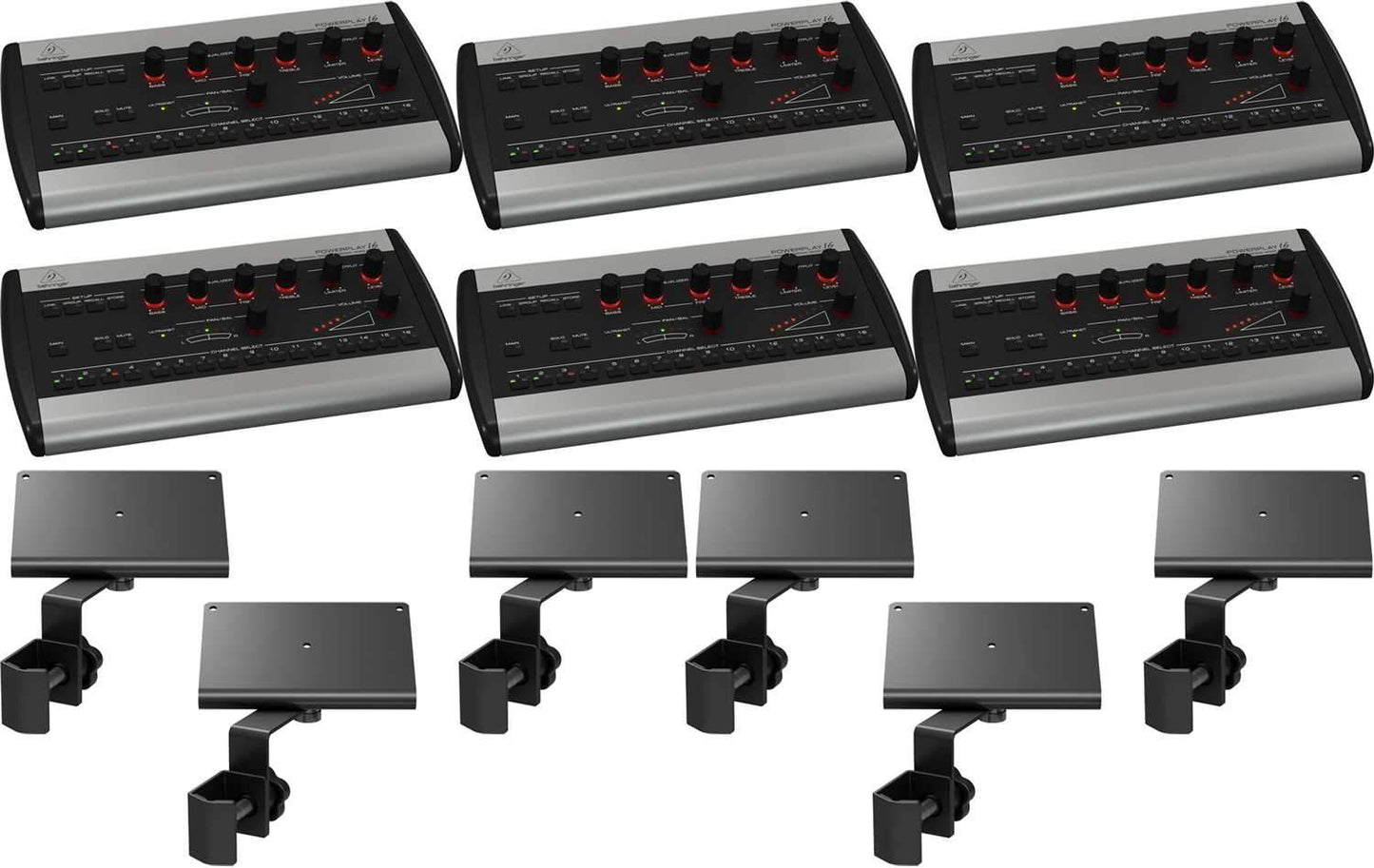 Behringer Powerplay P16-M Digital Personal Mixer 6-Pack with Brackets - PSSL ProSound and Stage Lighting