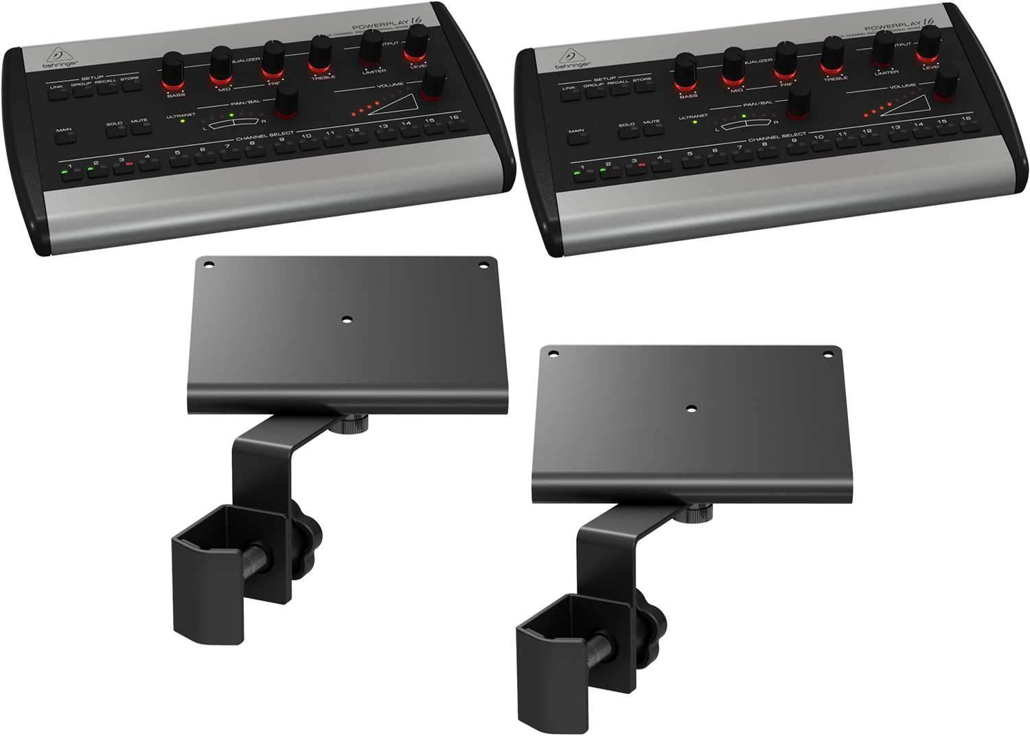 Behringer Powerplay P16-M Digital Personal Mixer 2-Pack with Brackets - PSSL ProSound and Stage Lighting