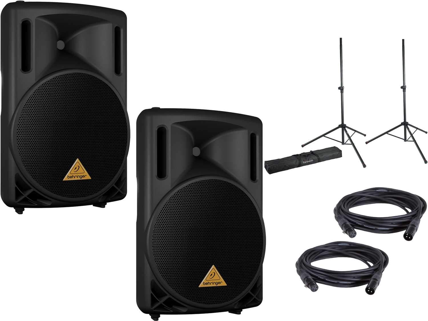 Behringer B212D Powered Speakers with Gator Stands | PSSL ProSound