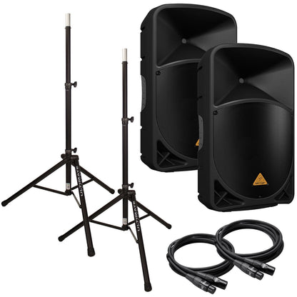 Behringer B115D 15 in Powered PA Speakers Bundle - PSSL ProSound and Stage Lighting