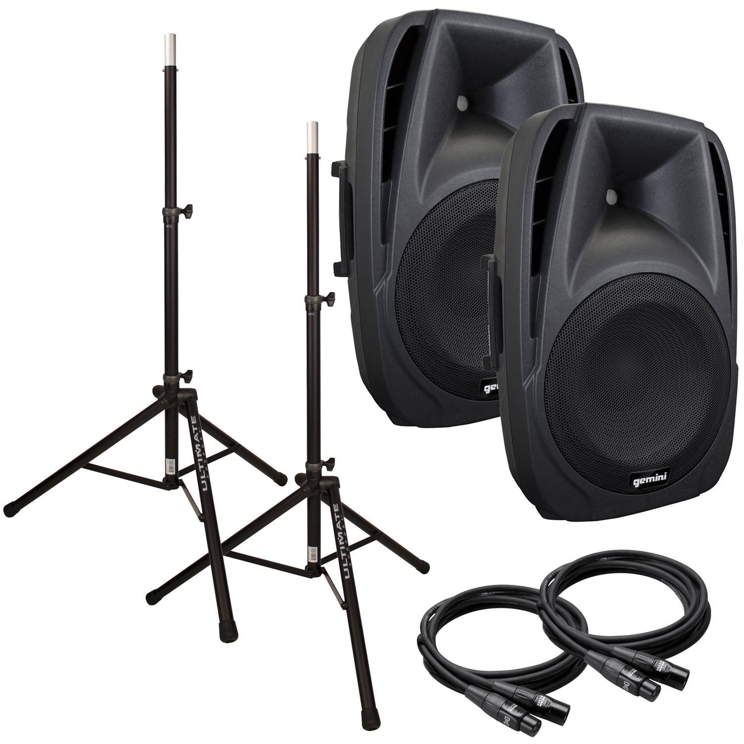 Gemini ES15P 15 in Powered PA Speakers Bundle - PSSL ProSound and Stage Lighting