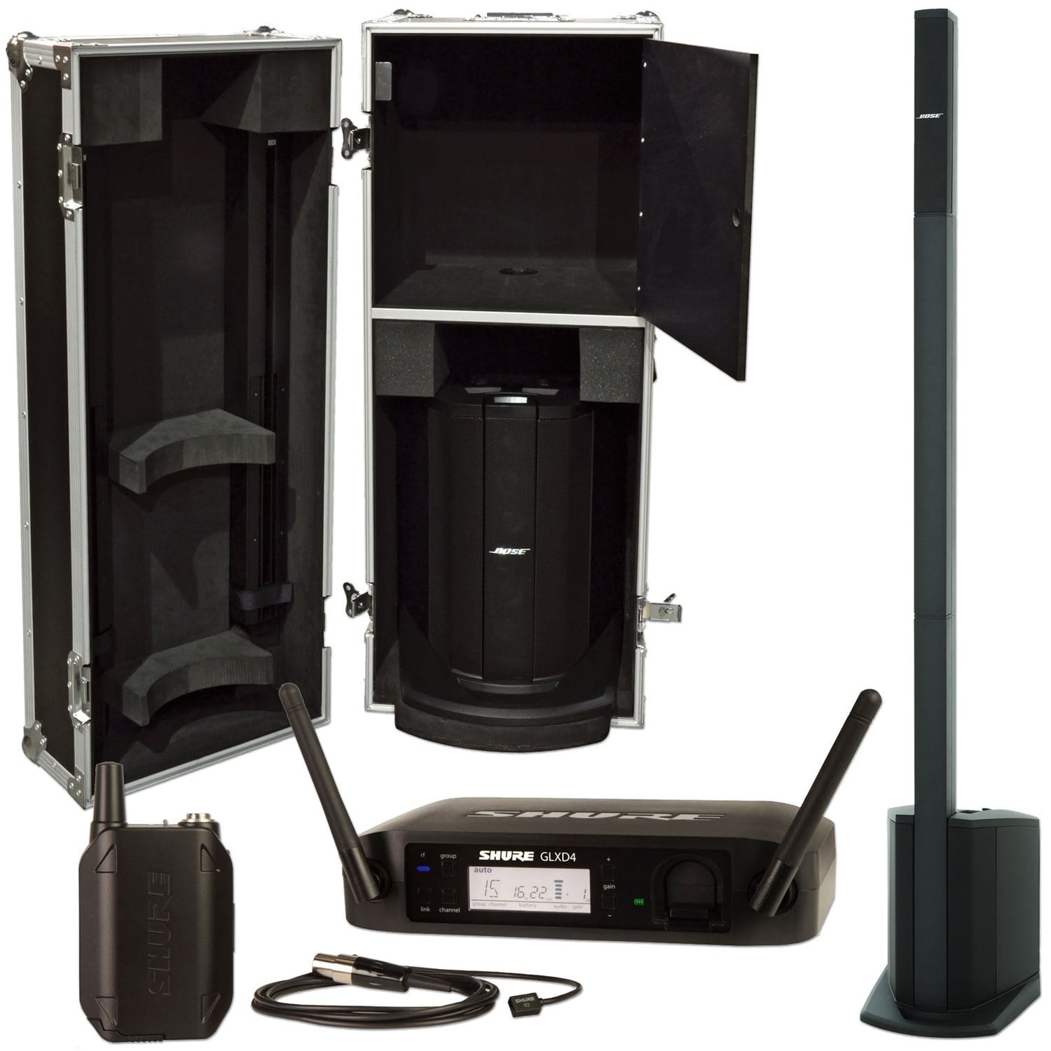 Bose L1 Compact Speaker System with Case & Shure GLX Lav Wireless Microphone - PSSL ProSound and Stage Lighting