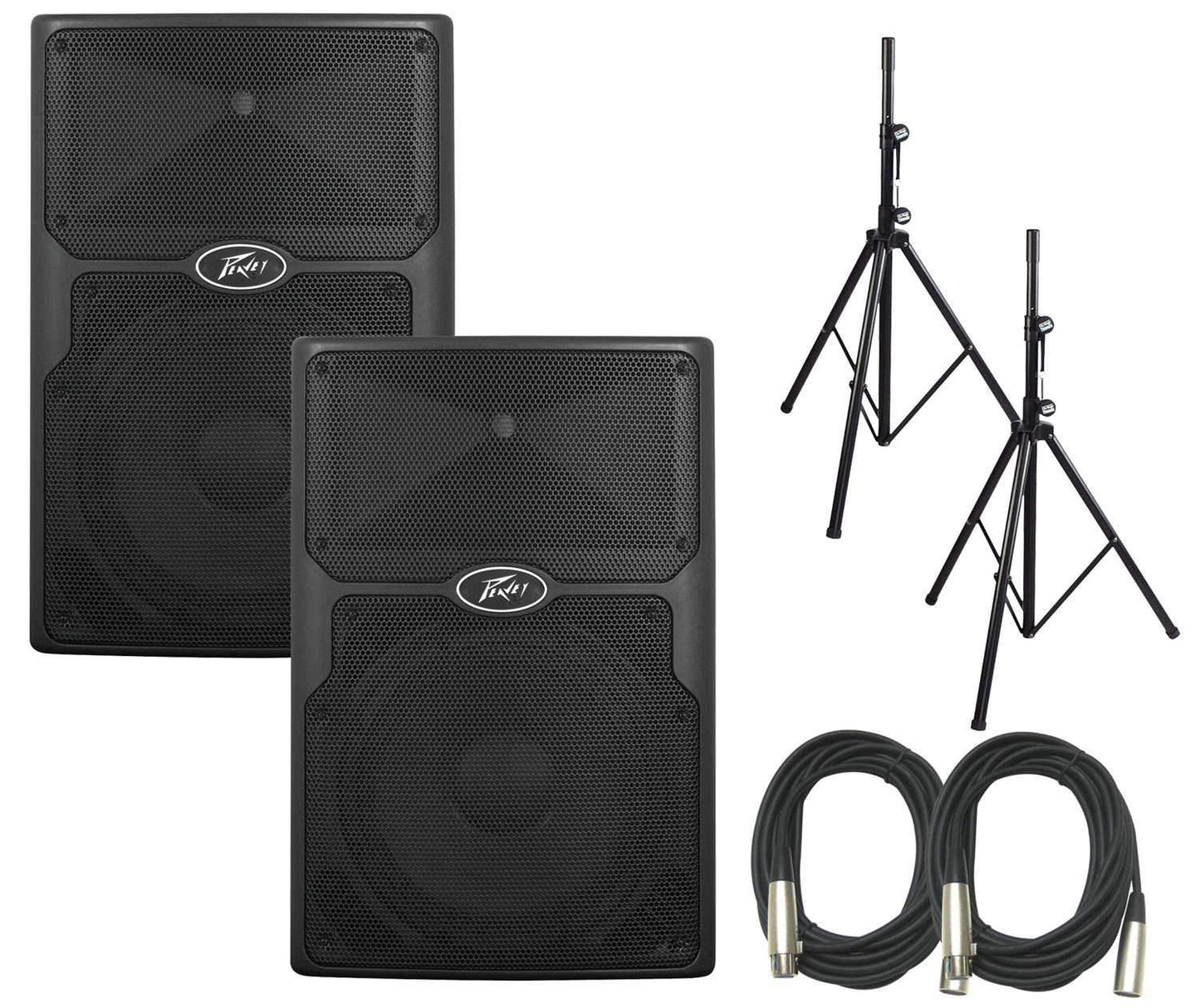 Peavey PVXp12 12-Inch Powered Speakers (2) with Stands & Cables - PSSL ProSound and Stage Lighting