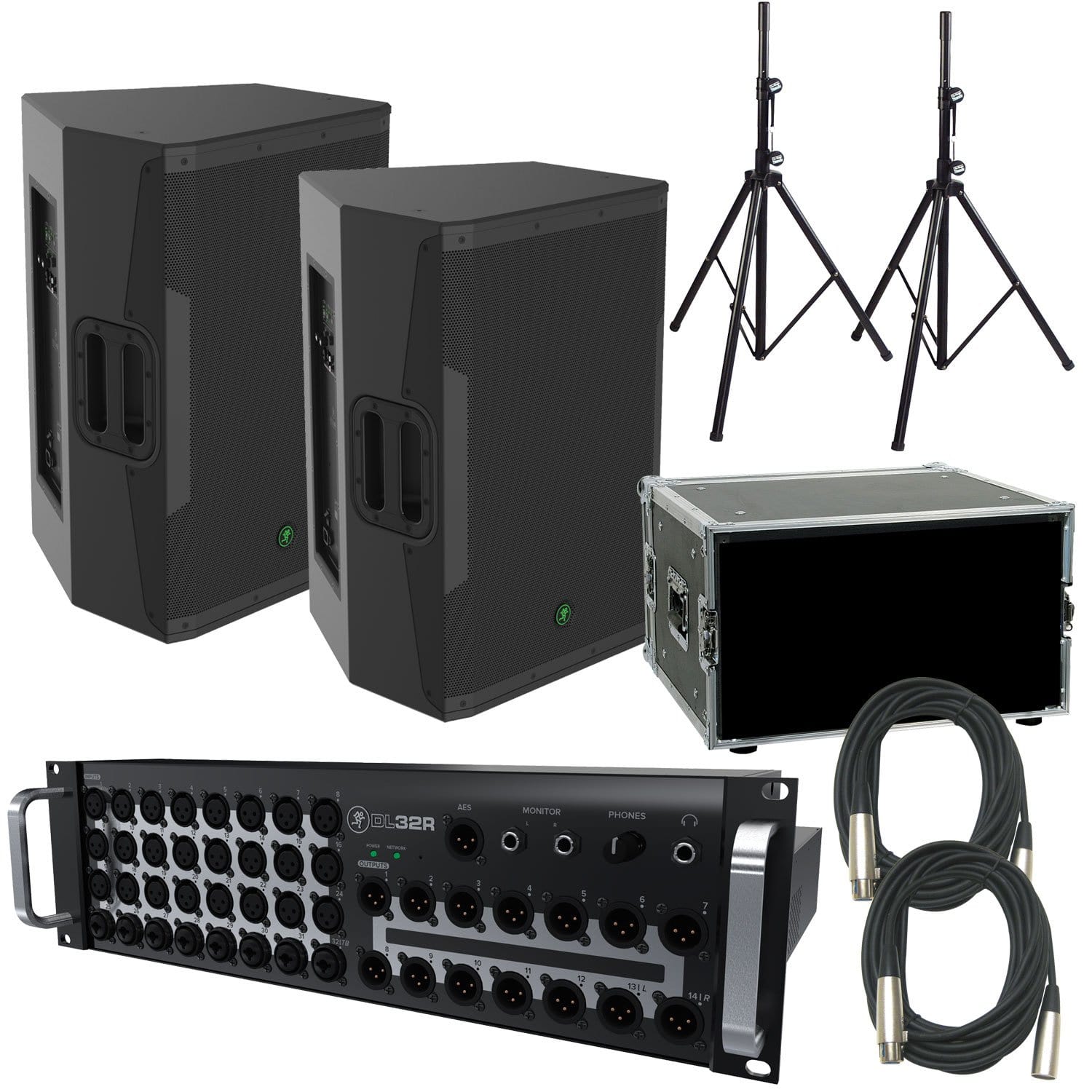 Mackie SRM650 Powered Speakers (2) & DL32R Digital Mixer with Rack Case - PSSL ProSound and Stage Lighting