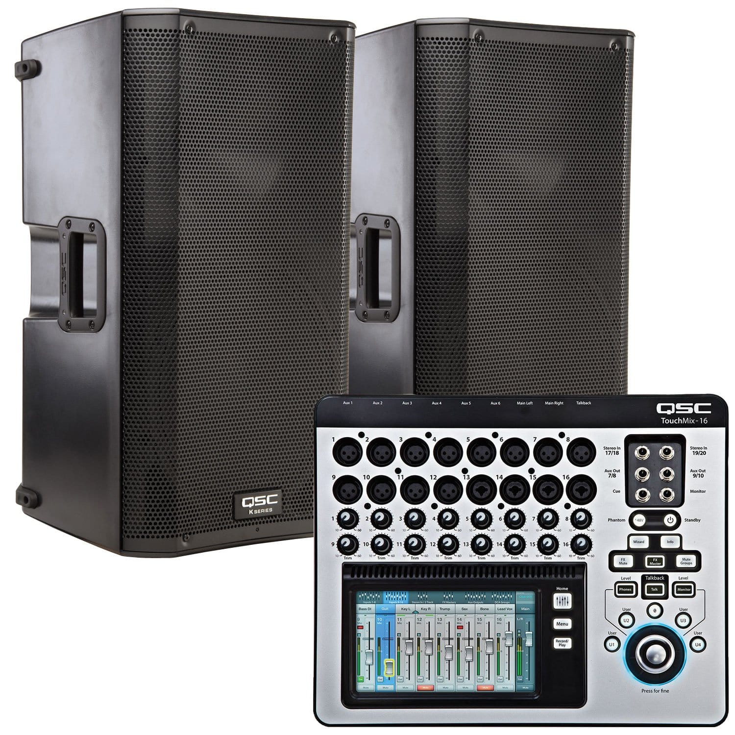 QSC K12 Powered Speakers (2) & TouchMix 16 Digital Mixer - PSSL ProSound and Stage Lighting