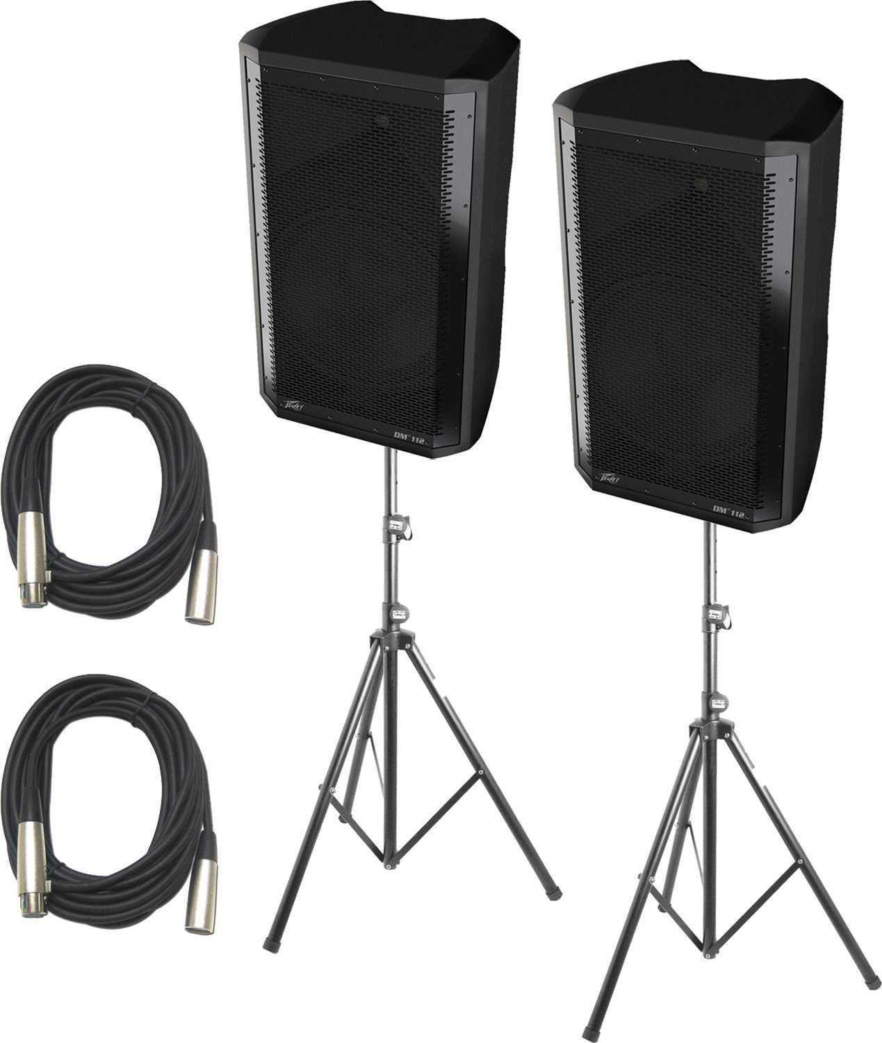 Peavey DM112 12-Inch Powered Speakers (2) with Stands & Cables - PSSL ProSound and Stage Lighting