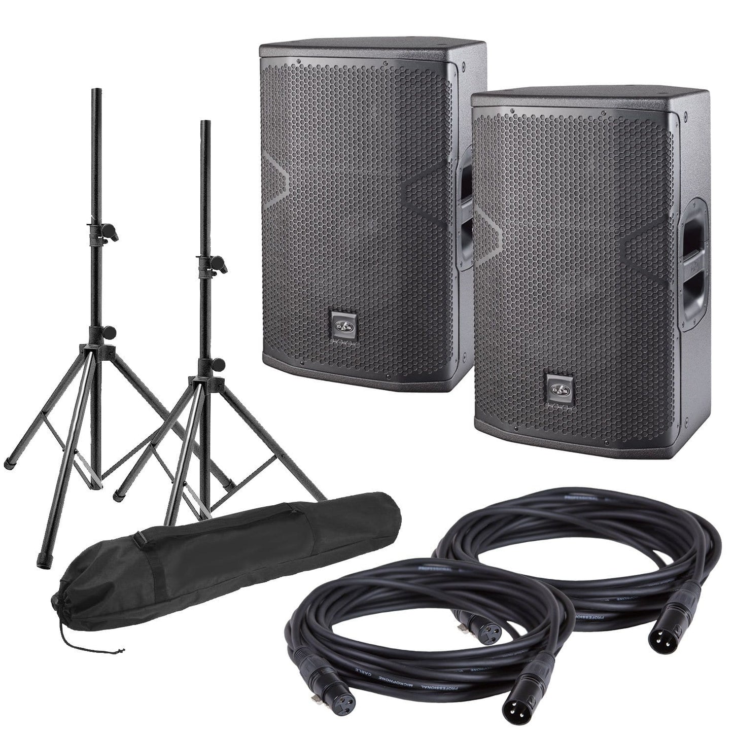 DAS Vantec 12A Powered Speakers (2) with Stands & Cables - PSSL ProSound and Stage Lighting