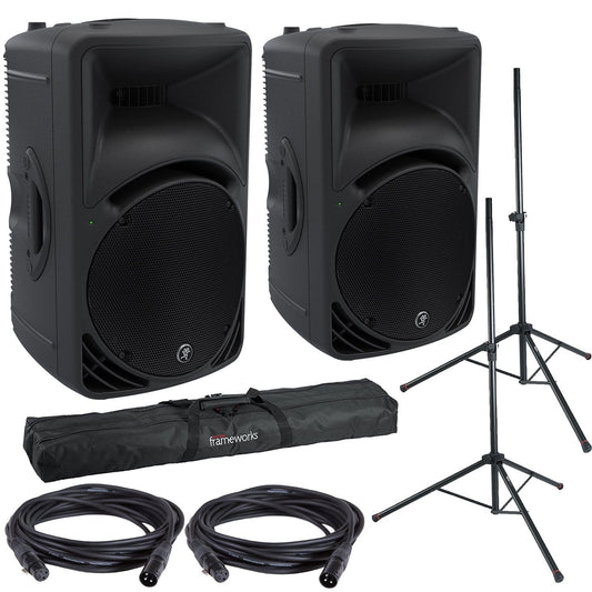 Mackie SRM450V3 12-Inch Powered Speakers (2) with Gator Stands - PSSL ProSound and Stage Lighting