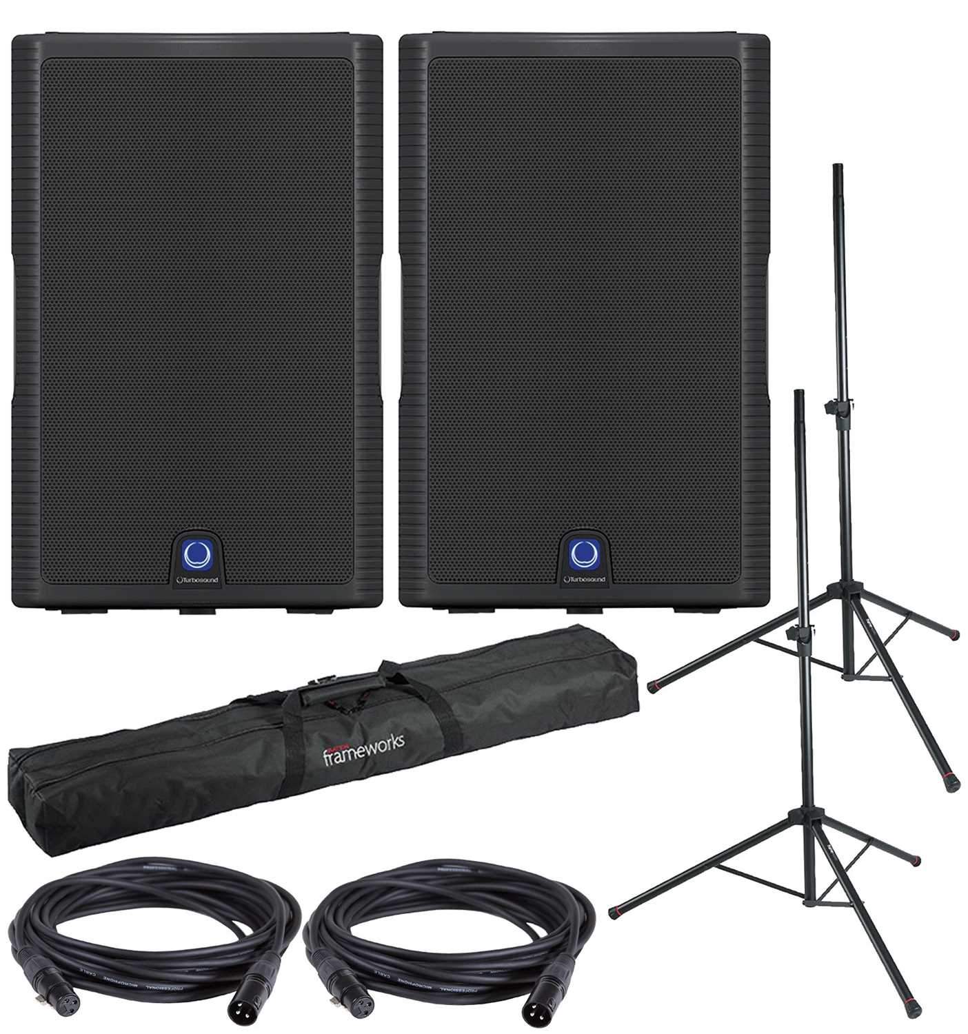 Turbosound Milan M15 15-Inch Powered Speakers with Gator Stands - PSSL ProSound and Stage Lighting