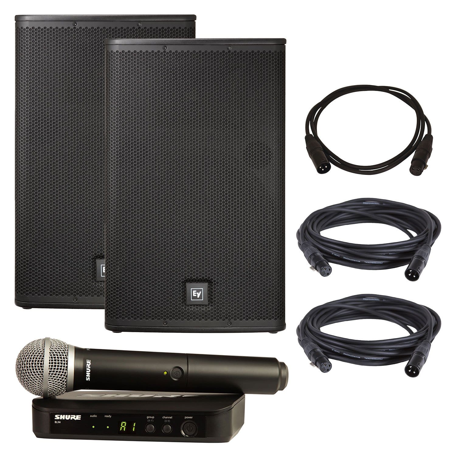Electro-Voice ELX115P Speakers (2) with Shure BLX24-PG58 - PSSL ProSound and Stage Lighting