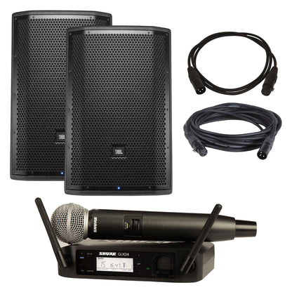 JBL PRX812W Powered Speakers (2) with Shure GLXD24-SM58 - PSSL ProSound and Stage Lighting