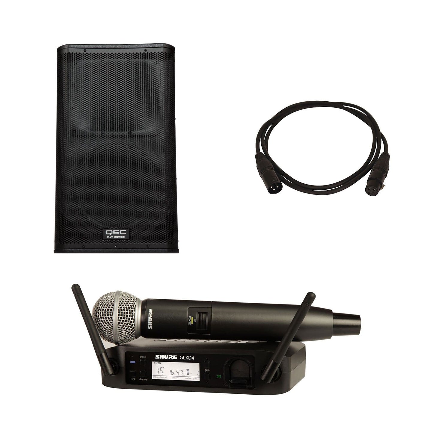 QSC KW122 Powered Speaker with Shure GLXD24-SM58 - PSSL ProSound and Stage Lighting