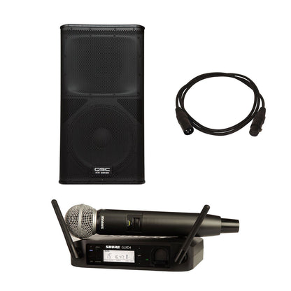 QSC KW152 Powered Speaker with Shure GLXD24-SM58 - PSSL ProSound and Stage Lighting
