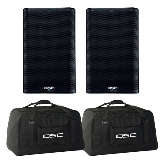 QSC K12.2 12-Inch Powered Speakers (2) with Totes - PSSL ProSound and Stage Lighting