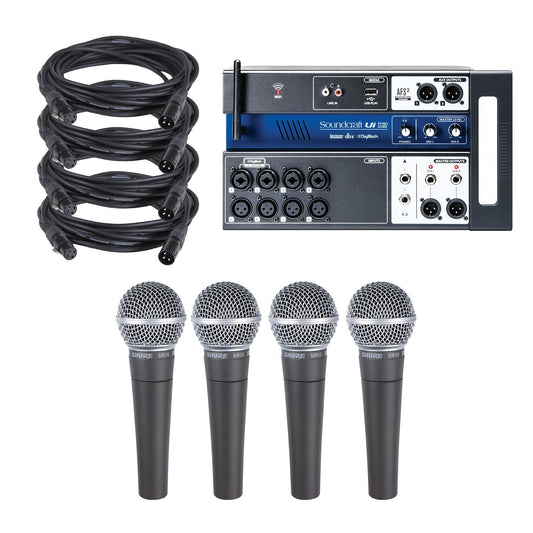 Soundcraft Ui12 Digital Mixer with Shure SM58 4-Pack - PSSL ProSound and Stage Lighting