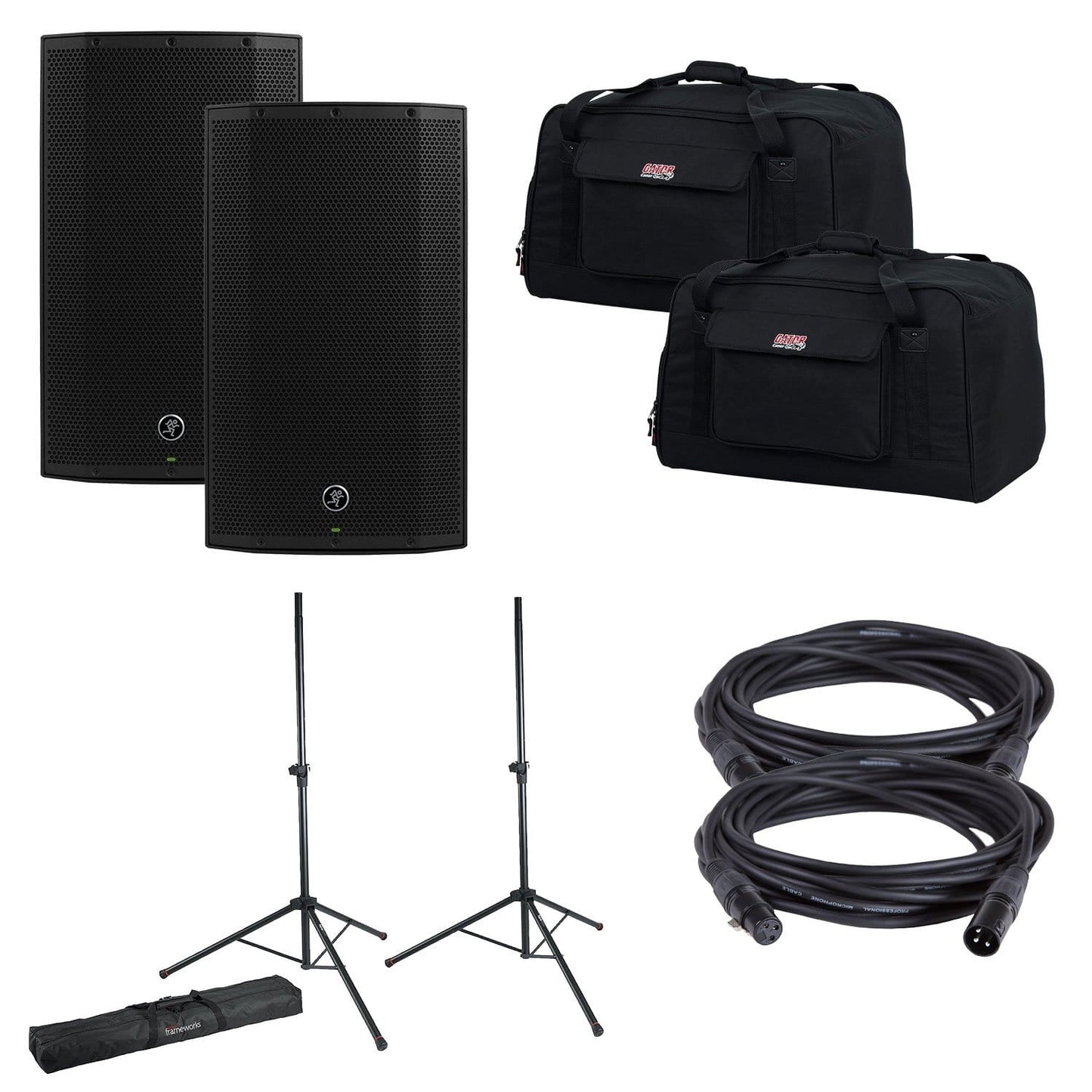 Mackie Thump12A Powered Speakers with Gator Speaker Stands & Tote Bags - PSSL ProSound and Stage Lighting