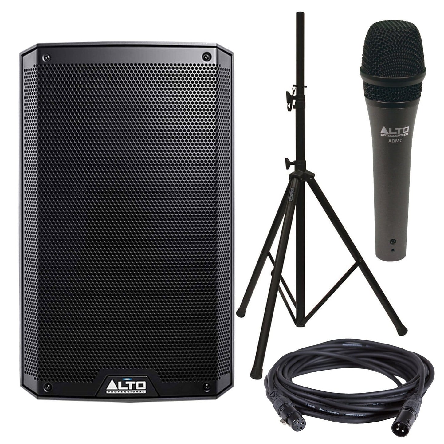 Alto Professional TS210 10-inch Powered Speaker and ADM7 Mic with Speaker Stand - PSSL ProSound and Stage Lighting
