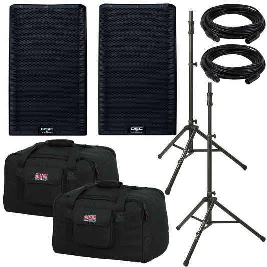 QSC K10.2 Speakers & Ultimate TS-100-B Stands with Gator Totes - PSSL ProSound and Stage Lighting