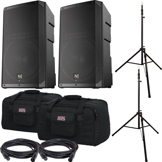 Electro Voice ELX200-10P 10-in Powered Speakers with Gator Totes & Ultimate Stands - PSSL ProSound and Stage Lighting