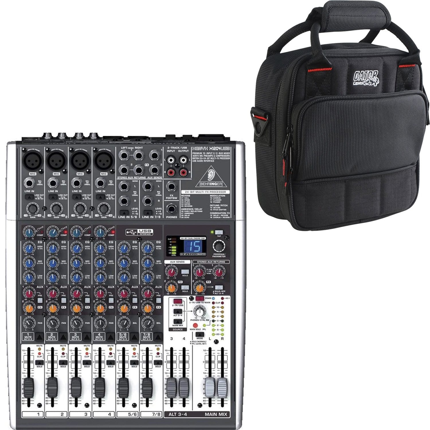 Behringer Xenyx X1204USB 8-Channel Mixer with Gator Bag