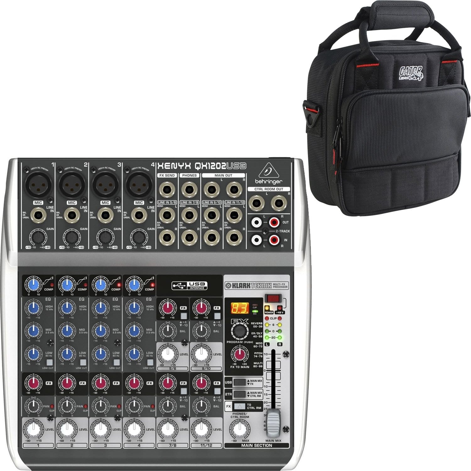 Behringer Xenyx QX1202USB 12-Input USB Audio Mixer with Gator Bag - PSSL ProSound and Stage Lighting