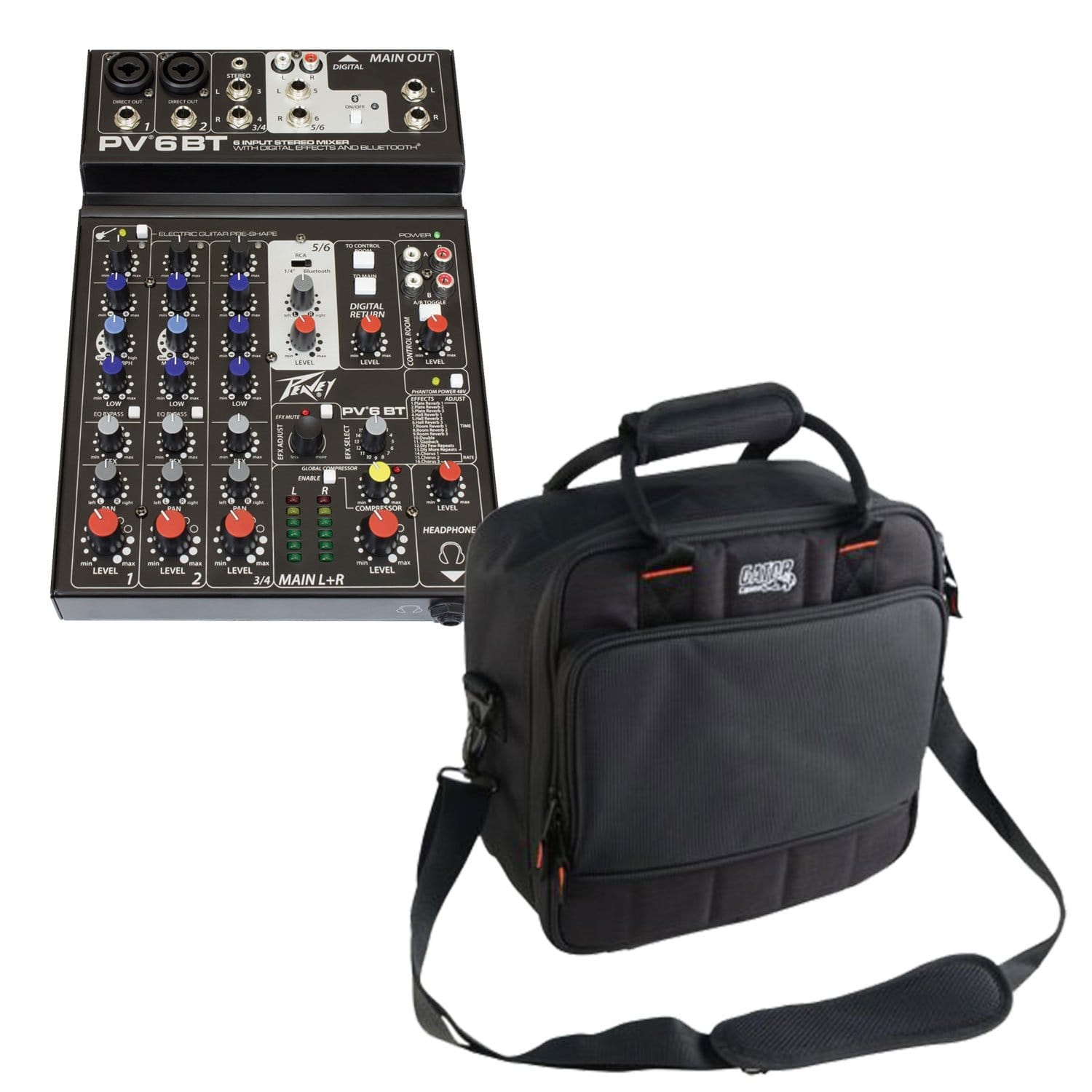 Peavey PV 6 BT 4-Channel Mixer with Gator Bag - PSSL ProSound and Stage Lighting