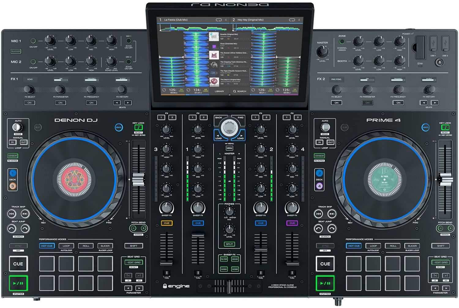 Denon DJ Prime 4 Standalone 4-Deck DJ System with Touchscreen - PSSL ProSound and Stage Lighting