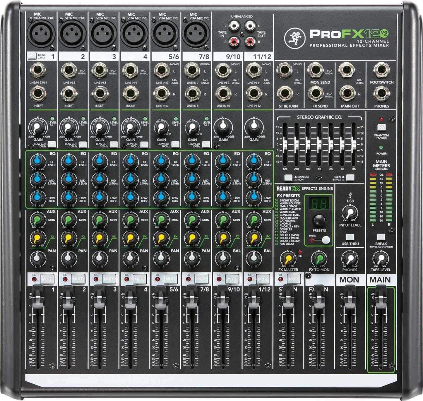 Mackie ProFX12v2 12-Channel PA Mixer with USB & FX - PSSL ProSound and Stage Lighting