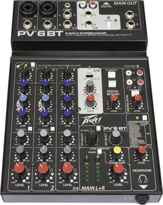 Peavey PV 6 BT 4-Channel Mixer with Bluetooth - PSSL ProSound and Stage Lighting