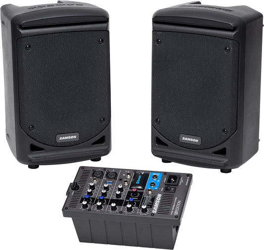Samson SAXP300B Portable PA Stereo 6-Inch 2-Way Monitors w/ Removable Powered Mixer w/ Bluetooth - PSSL ProSound and Stage Lighting