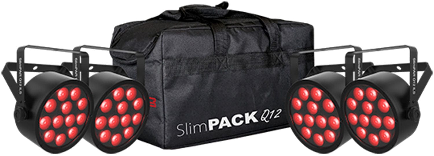 Chauvet DJ SlimPACK Q12 ILS w/ 4 SlimPAR Q12 ILS / DMX Cables / and Carry Bag - PSSL ProSound and Stage Lighting