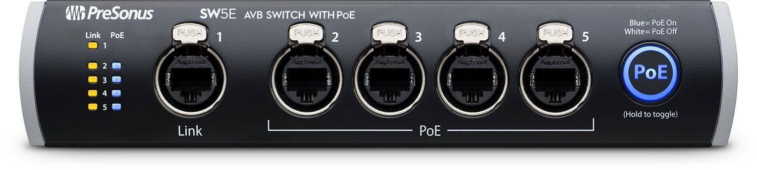 PreSonus SW5E 5-Port AVB Switch with PoE - PSSL ProSound and Stage Lighting