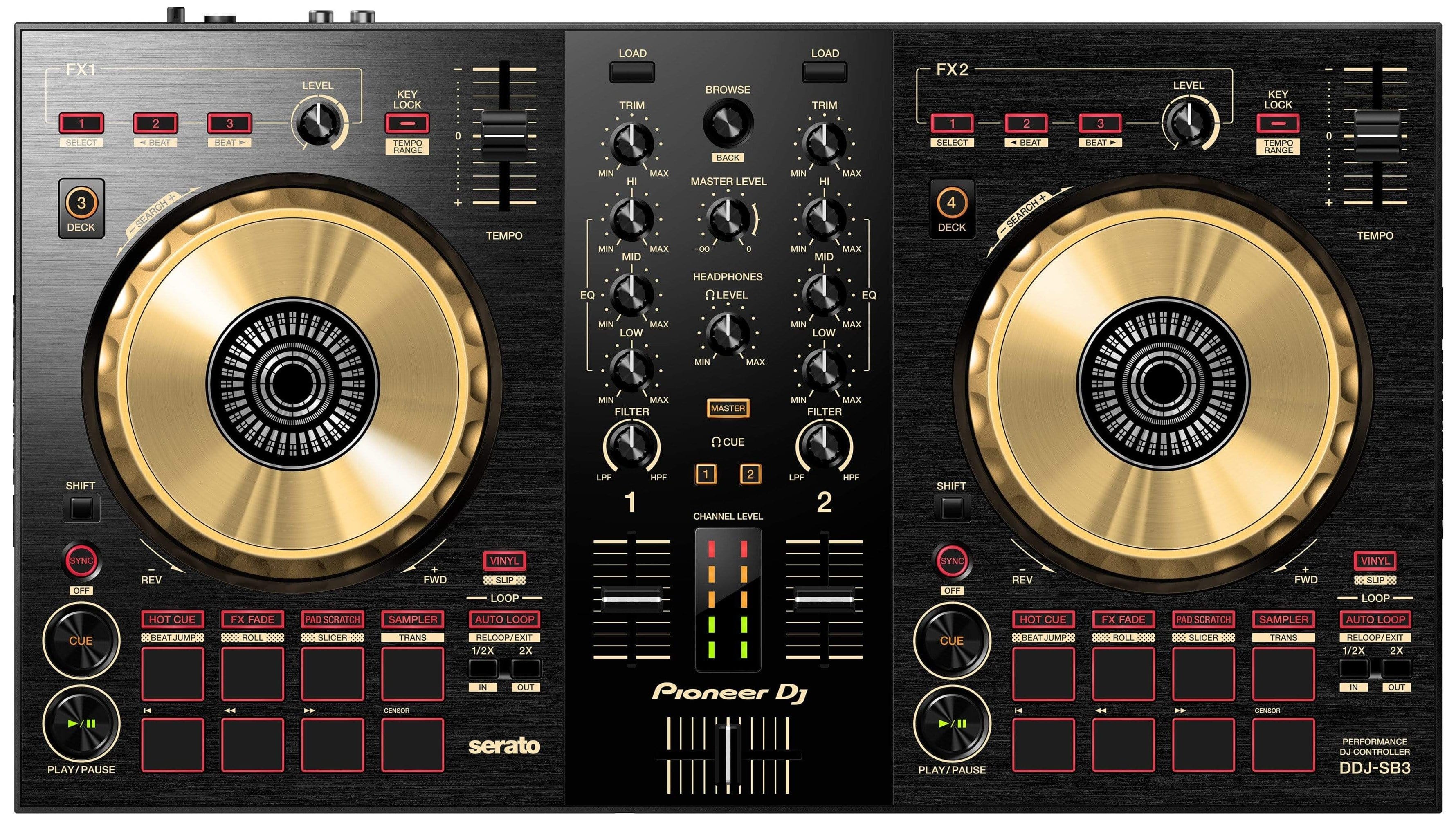 Pioneer DJ DDJ-SB3 Limited Gold Edition 2-Channel DJ Controller for Serato  DJ Lite