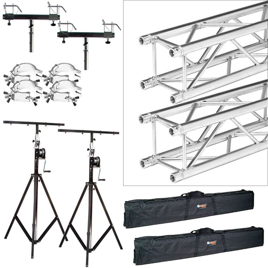Global Truss ST-132 Stands with F34 10-Foot Truss plus Bags & Clamps - PSSL ProSound and Stage Lighting