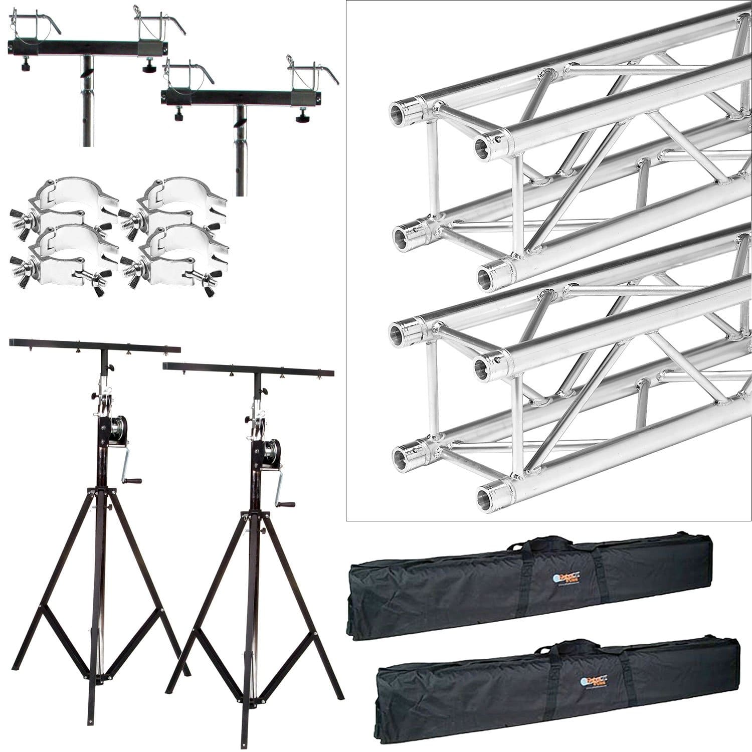 Global Truss ST-132 Stands with F34 12.7 Ft Truss plus Bags & Clamps - PSSL ProSound and Stage Lighting