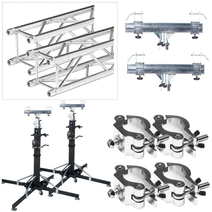 Global Truss ST-180 Crank Stands with 10 Feet of F34 Truss and Clamps - PSSL ProSound and Stage Lighting