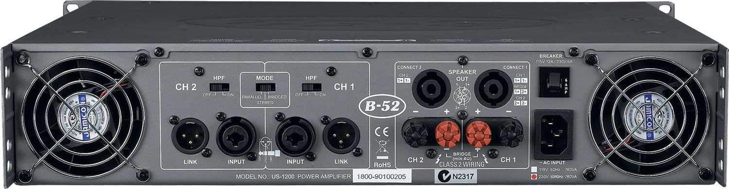 B52 US-1200 850W Power Pro Power Amp - PSSL ProSound and Stage Lighting