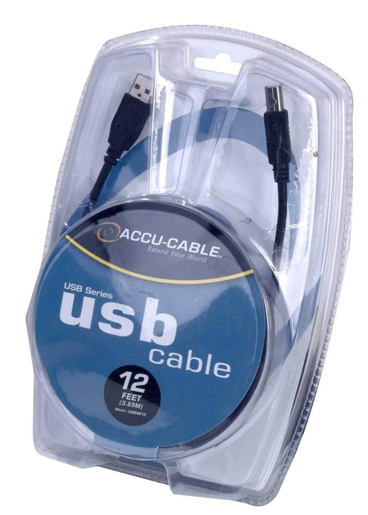 Accu-Cable USBAB12 12' USB A to USB B Caable - PSSL ProSound and Stage Lighting