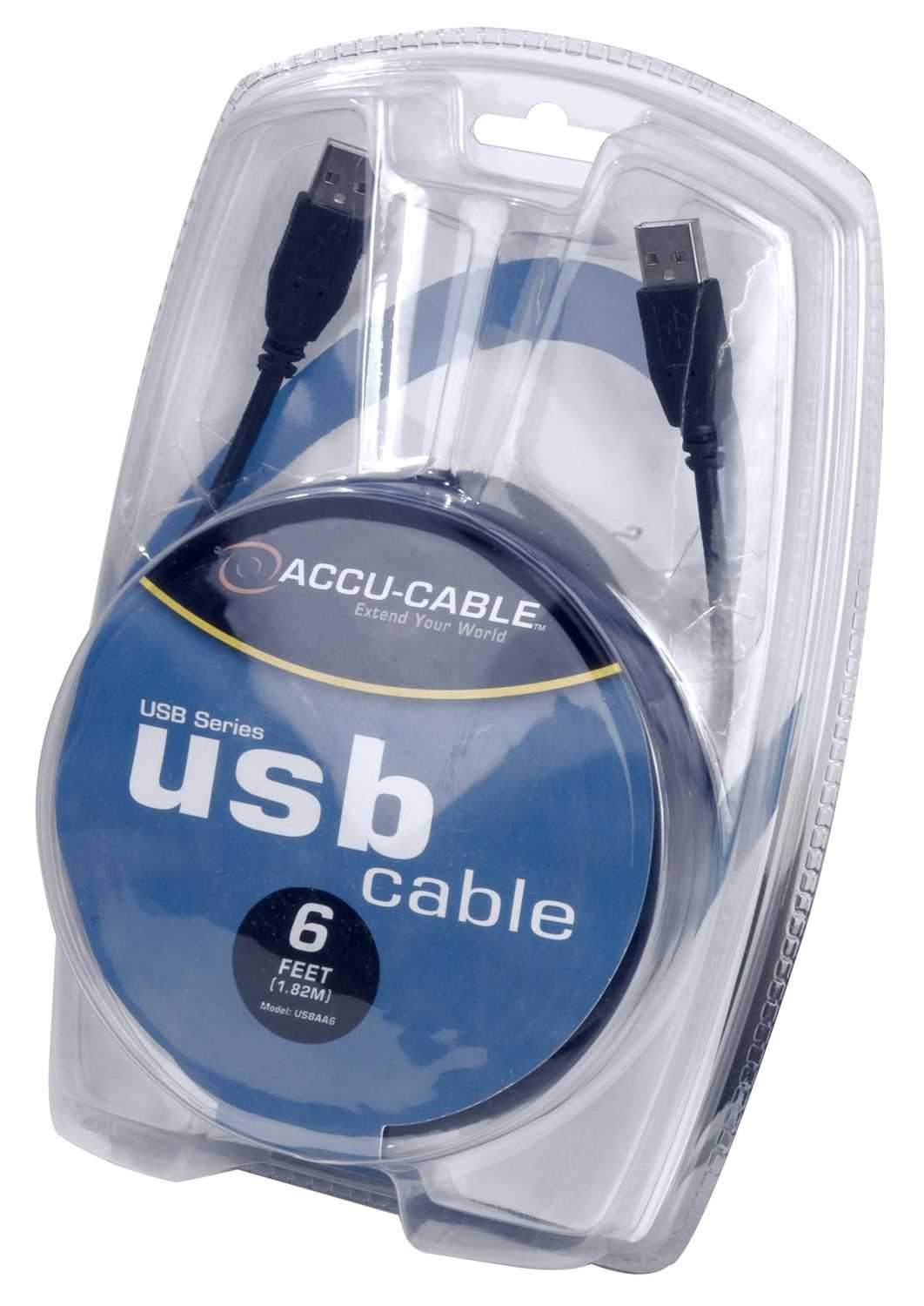 Accu-Cable USBAMAF6 6 Ft USB A Male to USB A Female Cable - PSSL ProSound and Stage Lighting