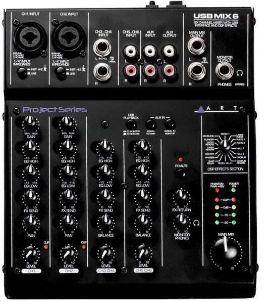 ART USBMix 6 6-Channel Mixer Interface with Effects - PSSL ProSound and Stage Lighting
