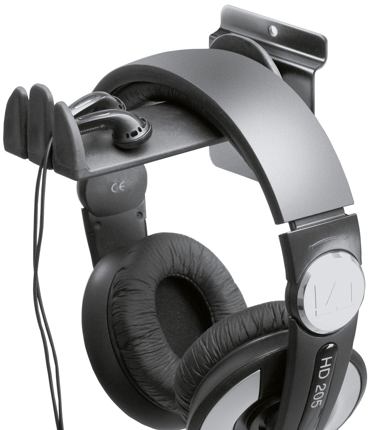 K&M 44195.000.55 Product Holder for Headphone - Slatwall Mount - Black - PSSL ProSound and Stage Lighting