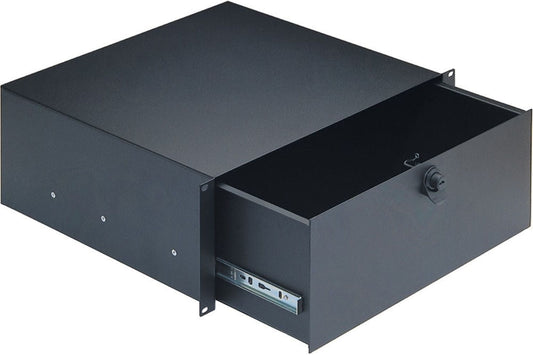 K&M 49124.074.55 Rackmount Storage with Keylock - 4 Spaces - Black - PSSL ProSound and Stage Lighting