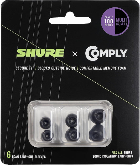 Shure EACYF1-6KIT Comply Foam Sleeves for Shure Earphones 6-Pack - Small /Medium /Large 1 Pair Each - PSSL ProSound and Stage Lighting
