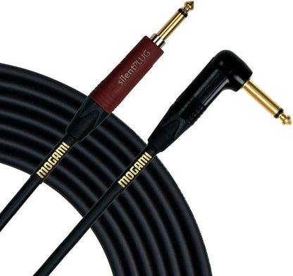 Mogami GOLD-INST-SILENT-S-18R Gold 1/4-Inch Pk Straight Silent to Right-Angle - 18-Foot Cable - PSSL ProSound and Stage Lighting